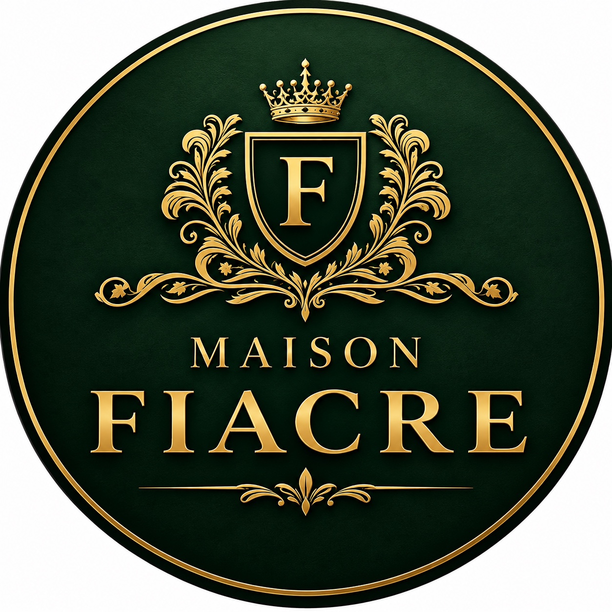 Logo Maison Fiacre, blason doré avec la lettre F